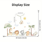 Cute Cartoon Jungle Animals Wall Decals – Peel & Stick Lion Giraffe Elephant Tiger Wall Stickers for Nursery Classroom, Kindergarten & Children's Playroom Spaces