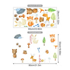 Cute Cartoon Woodland Animals Wall Decals – Bear, Deer, Fox, Rabbit & Forest Animals Footprints in Vivid Color Wall Stickers for Nursery or Kids’ Room Decor