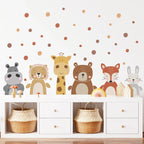 Cute Giraffe Hippo & Woodland Animals Wall Decals – Peel & Stick Wall Stickers for Nursery, Kids’ Room & Kindergarten Decor