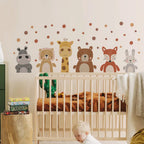Cute Giraffe Hippo & Woodland Animals Wall Decals – Peel & Stick Wall Stickers for Nursery, Kids’ Room & Kindergarten Decor