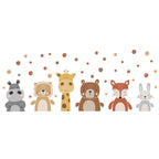 Cute Giraffe Hippo & Woodland Animals Wall Decals – Peel & Stick Wall Stickers for Nursery, Kids’ Room & Kindergarten Decor