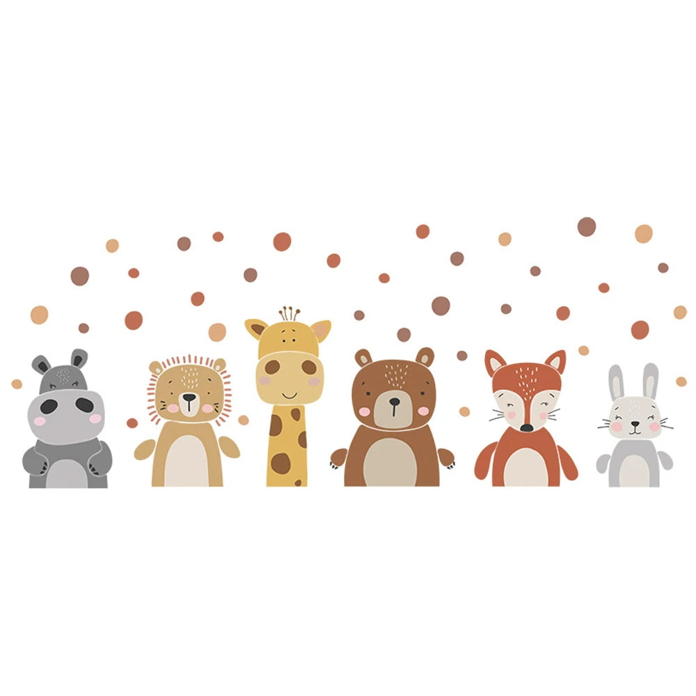 Cute Giraffe Hippo & Woodland Animals Wall Decals – Peel & Stick Wall Stickers for Nursery, Kids’ Room & Kindergarten Decor