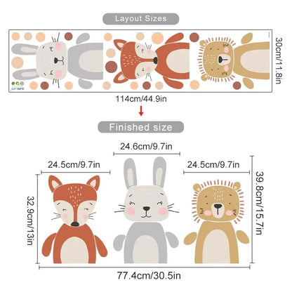 Cute Giraffe Hippo & Woodland Animals Wall Decals – Peel & Stick Wall Stickers for Nursery, Kids’ Room & Kindergarten Decor