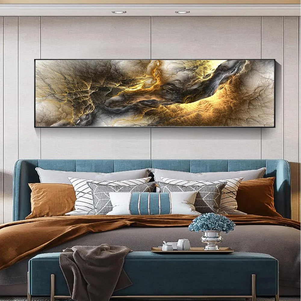 DDHH Grey Yellow Cloud Home Decor Modern Abstract Art Oil Painting Posters Prints Wall Art Canvas Pictures for Living Room