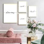Daily Inspiration Words Wall Art Fine Art Canvas Prints Love Smile Sweet Dreams Quotations Posters Black White Pictures For Living Room Bedroom Art Decor