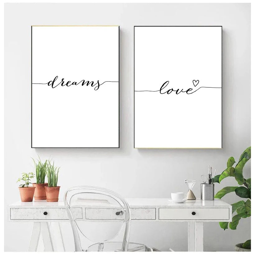 Daily Inspiration Words Wall Art Fine Art Canvas Prints Love Smile Sweet Dreams Quotations Posters Black White Pictures For Living Room Bedroom Art Decor 2025