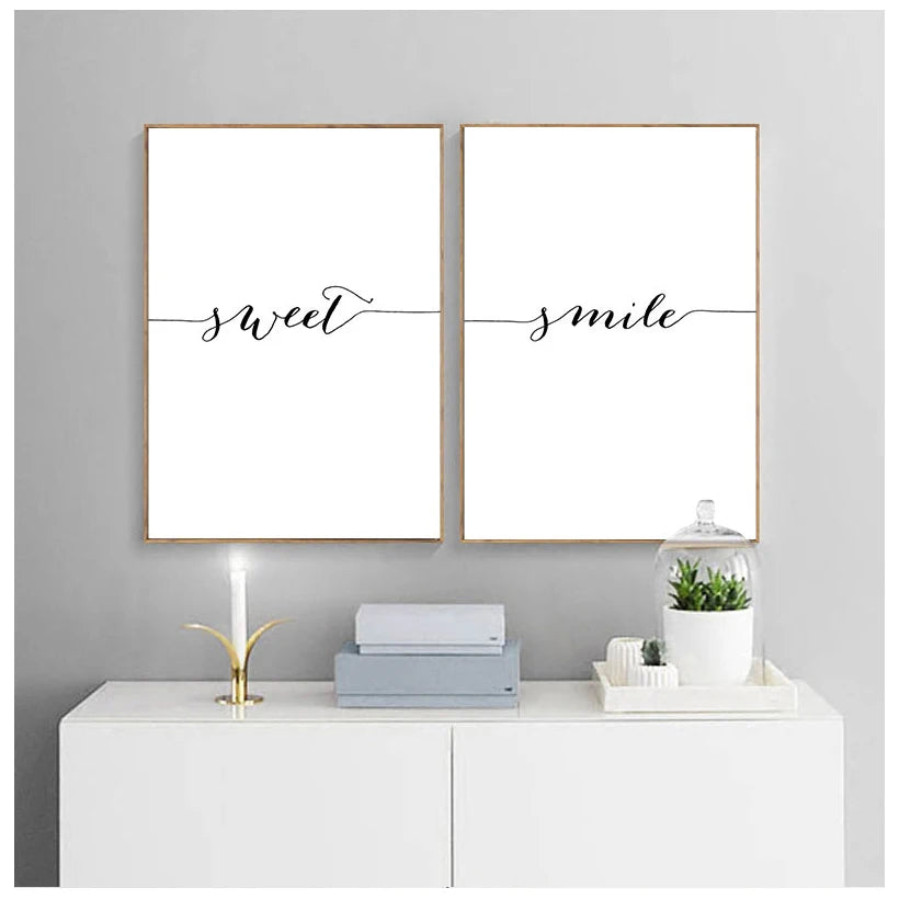 Daily Inspiration Words Wall Art Fine Art Canvas Prints Love Smile Sweet Dreams Quotations Posters Black White Pictures For Living Room Bedroom Art Decor 2025