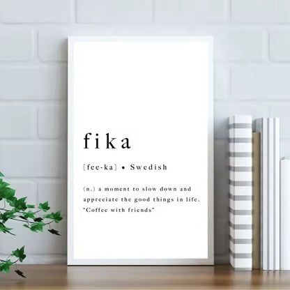 Definition of Fika Swedish Tradition Nordic Wall Art Minimalist Black White Fine Art Canvas Print Modern Pictures For Scandinavian Home Office Interior Decor