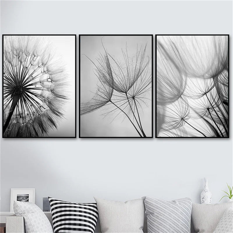Delicate Dandelions Inspirational Black White Wall Art Fine Art Canvas Prints Lifestyle Pictures Of Calm For Modern Apartment Living Room Bedroom Art Decor 2025