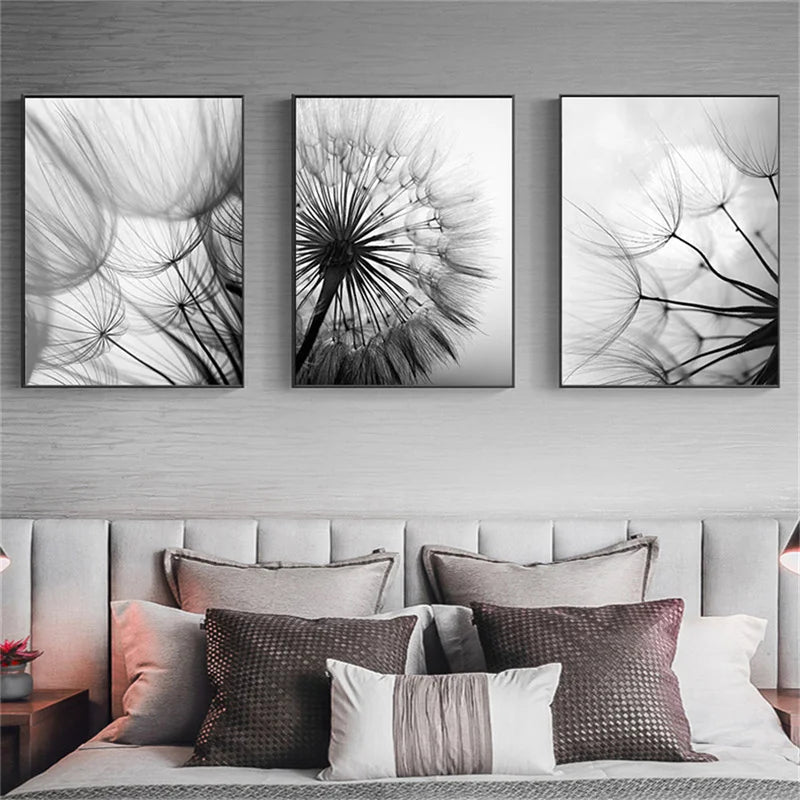 Delicate Dandelions Inspirational Black White Wall Art Fine Art Canvas Prints Lifestyle Pictures Of Calm For Modern Apartment Living Room Bedroom Art Decor 2025