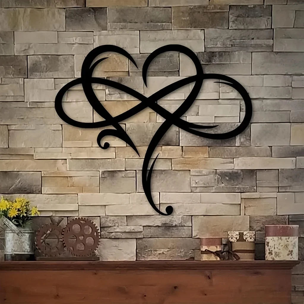 Double Loop Infinity Heart Metal Wall Art 3d Iron Crafted Wall Mounted Decoration For Living Room Bedroom Creative Nordic Home Decor