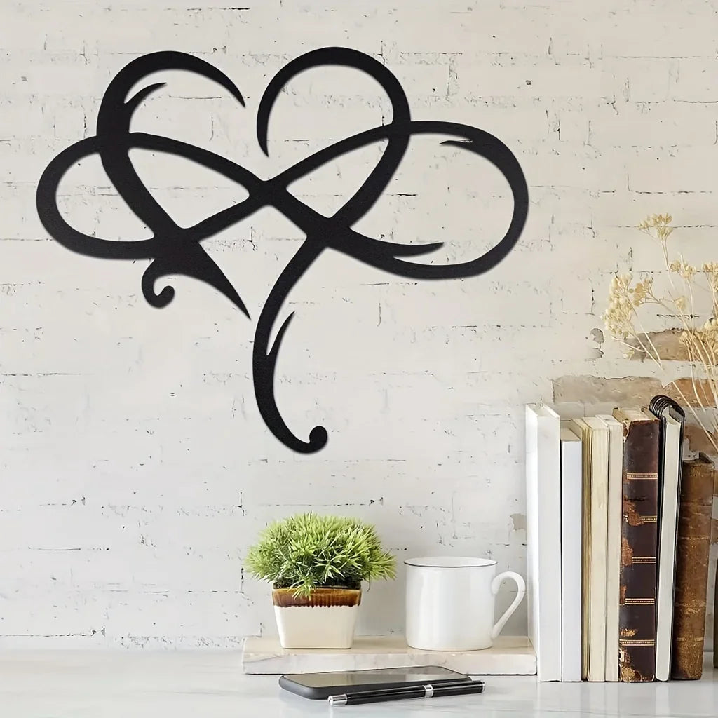 Double Loop Infinity Heart Metal Wall Art 3d Iron Crafted Wall Mounted Decoration For Living Room Bedroom Creative Nordic Home Decor
