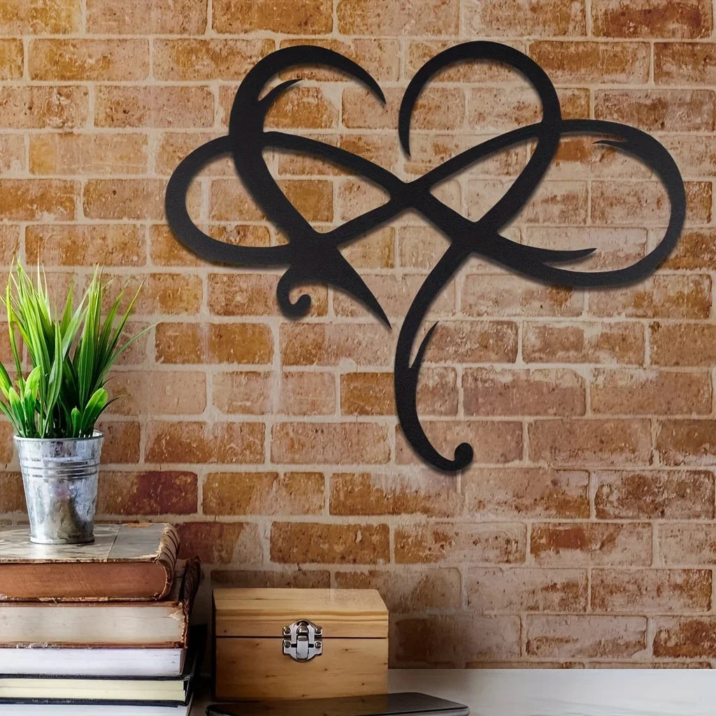 Double Loop Infinity Heart Metal Wall Art 3d Iron Crafted Wall Mounted Decoration For Living Room Bedroom Creative Nordic Home Decor