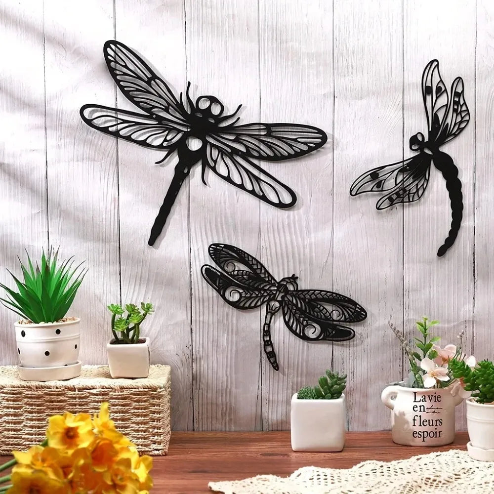 Dragonflies Iron Art Wall Art 3D Metal Sculptured Wall Decoration For Living Room Dining Room Creative Nordic Home Decor