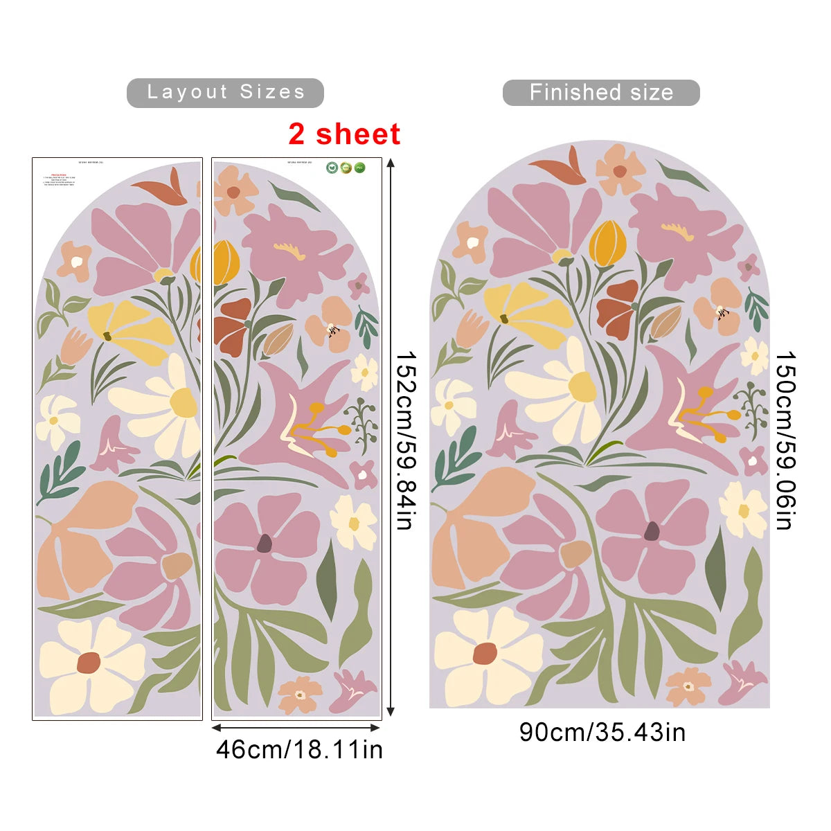 Dreamy Lilac Bloom Arch Wall Mural – Boho Botanical Floral Wall Decal for Serene Bedroom & Creative DIY Living Room Decor