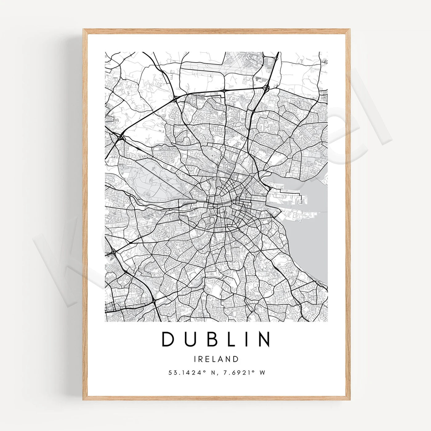 Dublin City Map Poster Wall Art - Wall Map Black White Fine Art Canvas Prints Stylish Minimalist Posters For Home/Office 2025