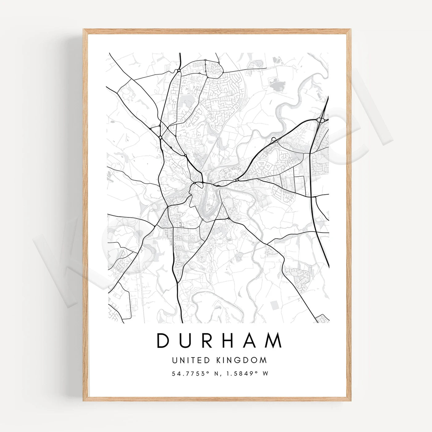 Durham City Map Poster Wall Art - Wall Map Black White Fine Art Canvas Prints Stylish Minimalist Posters For Home/Office 2025