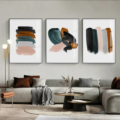 Earthy Colors Abstract Minimalist Watercolor Wall Art Fine Art Canvas Prints Pictures For Living Room Dining Room Home Office Art Decor