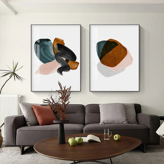 Earthy Colors Abstract Minimalist Watercolor Wall Art Fine Art Canvas Prints Pictures For Living Room Dining Room Home Office Art Decor