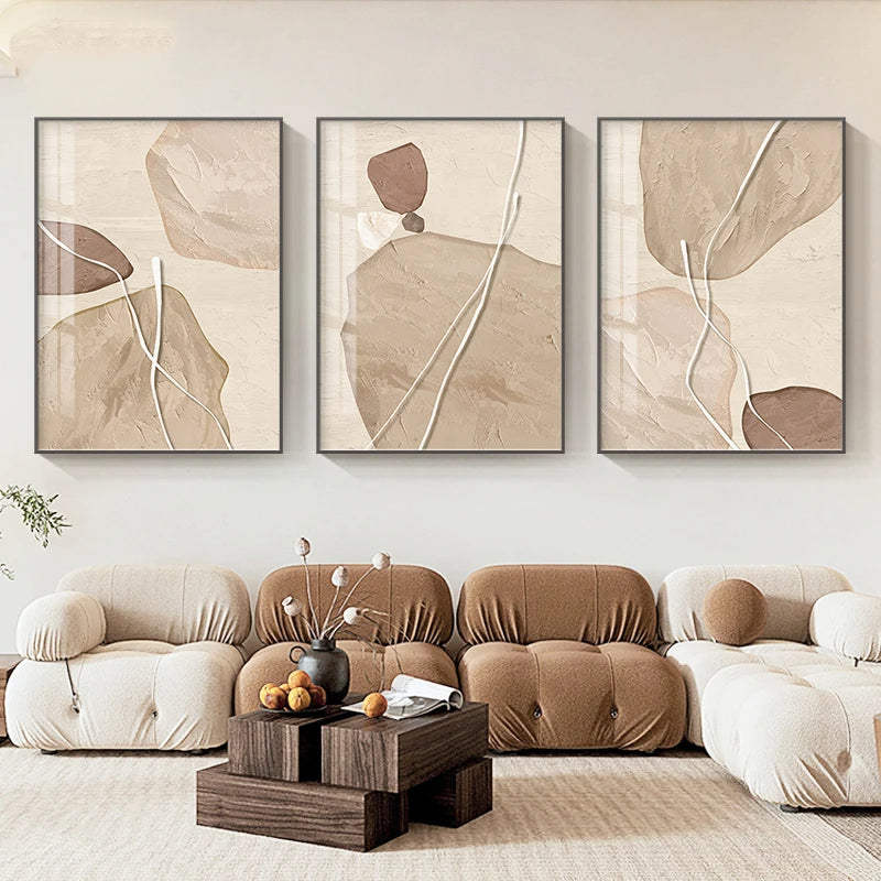 Earthy Tones Nordic Zen Stones Wall Art Fine Art Canvas Prints Pictures For Modern Apartment Living Room Bedroom Art For Contemporary Interiors 2025