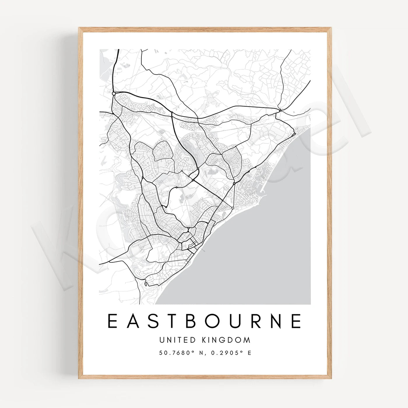 Eastbourne City Map Poster Wall Art - Wall Map Black White Fine Art Canvas Prints Stylish Minimalist Posters For Home/Office 2025