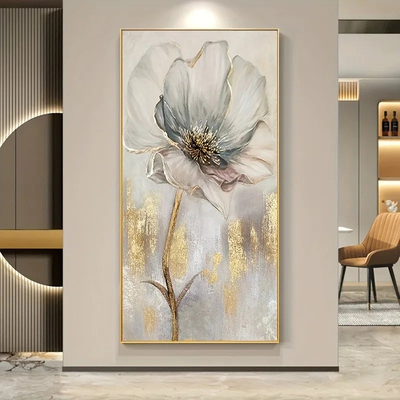 Decorative floral painting in a modern interior setting