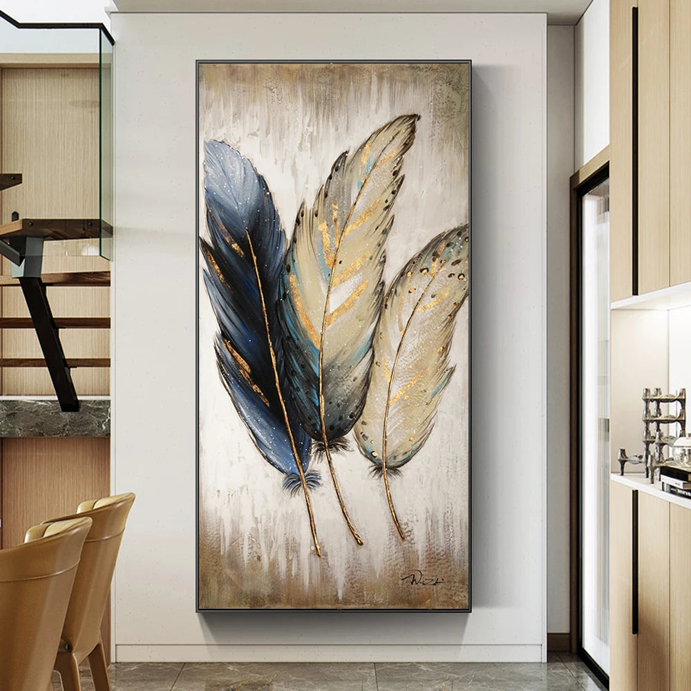 Elegant Feathers Big Sizes Wall Art Prints Chic Picture For Foyer ...