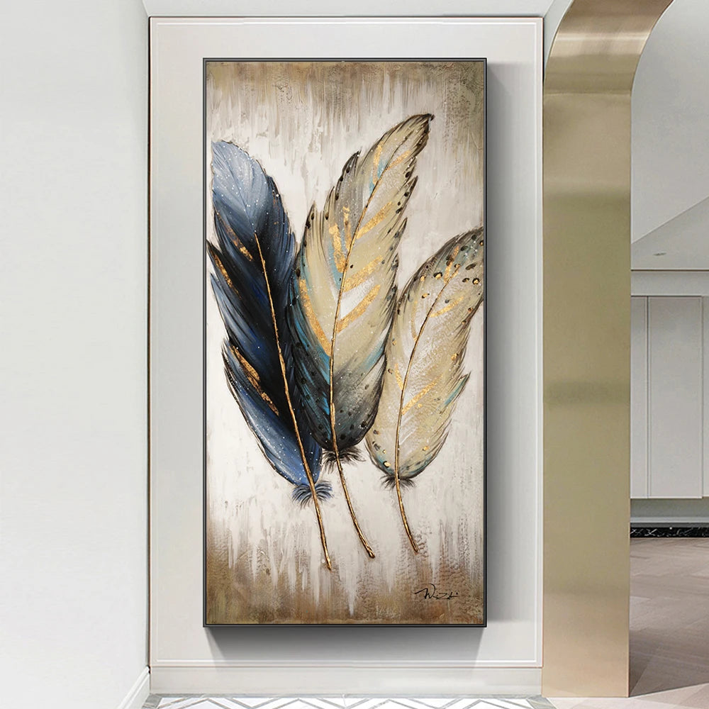 Elegant Feathers Big Sizes Wall Art Fine Art Canvas Prints Chic Picture For Foyer Living Room Kitchen Art For Contemporary Interior Decor