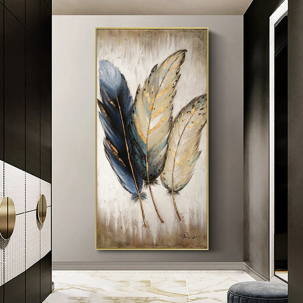 Elegant Feathers Big Sizes Wall Art Fine Art Canvas Prints Chic Picture For Foyer Living Room Kitchen Art For Contemporary Interior Decor