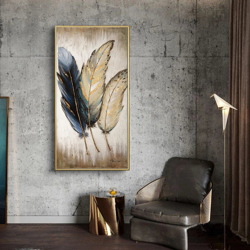 Elegant Feathers Big Sizes Wall Art Fine Art Canvas Prints Chic Picture For Foyer Living Room Kitchen Art For Contemporary Interior Decor