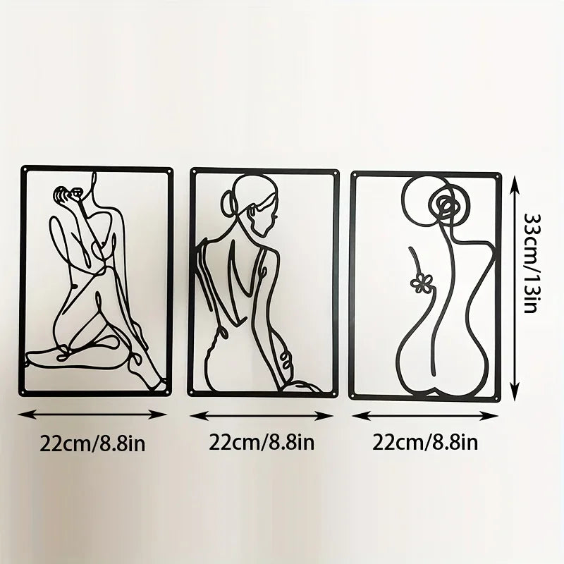 Elegant Lady Figure Art Line Art Metal Wall Art 3D Iron Crafted Wall Decoration For Living Room Bedroom Beauty Salon Wall Decor
