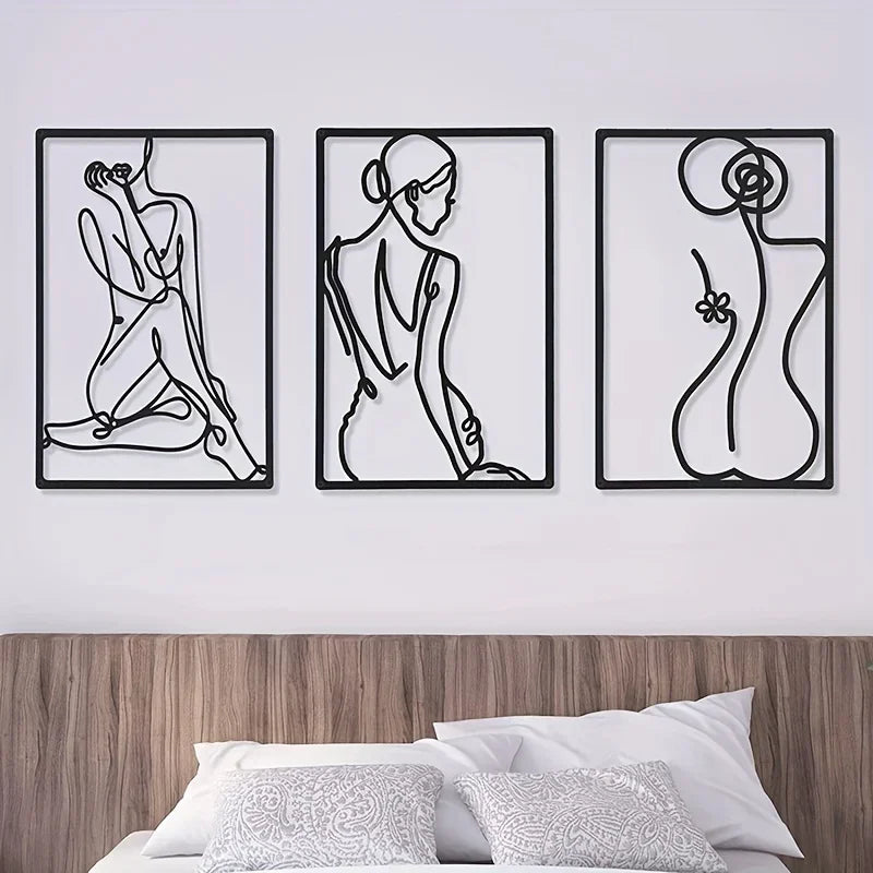 Elegant Lady Figure Art Line Art Metal Wall Art 3D Iron Crafted Wall Decoration For Living Room Bedroom Beauty Salon Wall Decor