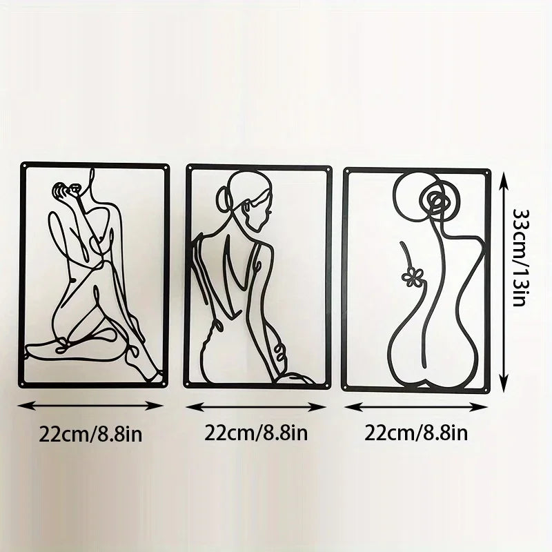 Elegant Lady Figure Art Line Art Metal Wall Art 3D Iron Crafted Wall Decoration For Living Room Bedroom Beauty Salon Wall Decor