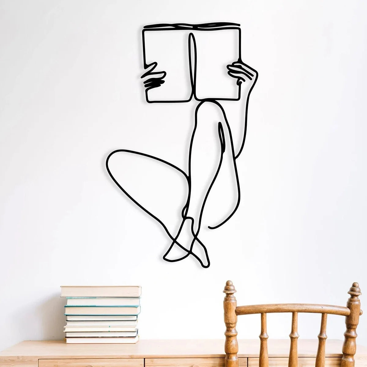 Elegant Lady Line Art Black Metal Wall Art 3d Iron Crafted Wall Mounted Decoration For Bedroom Living Room Boutique Salon Art Decor