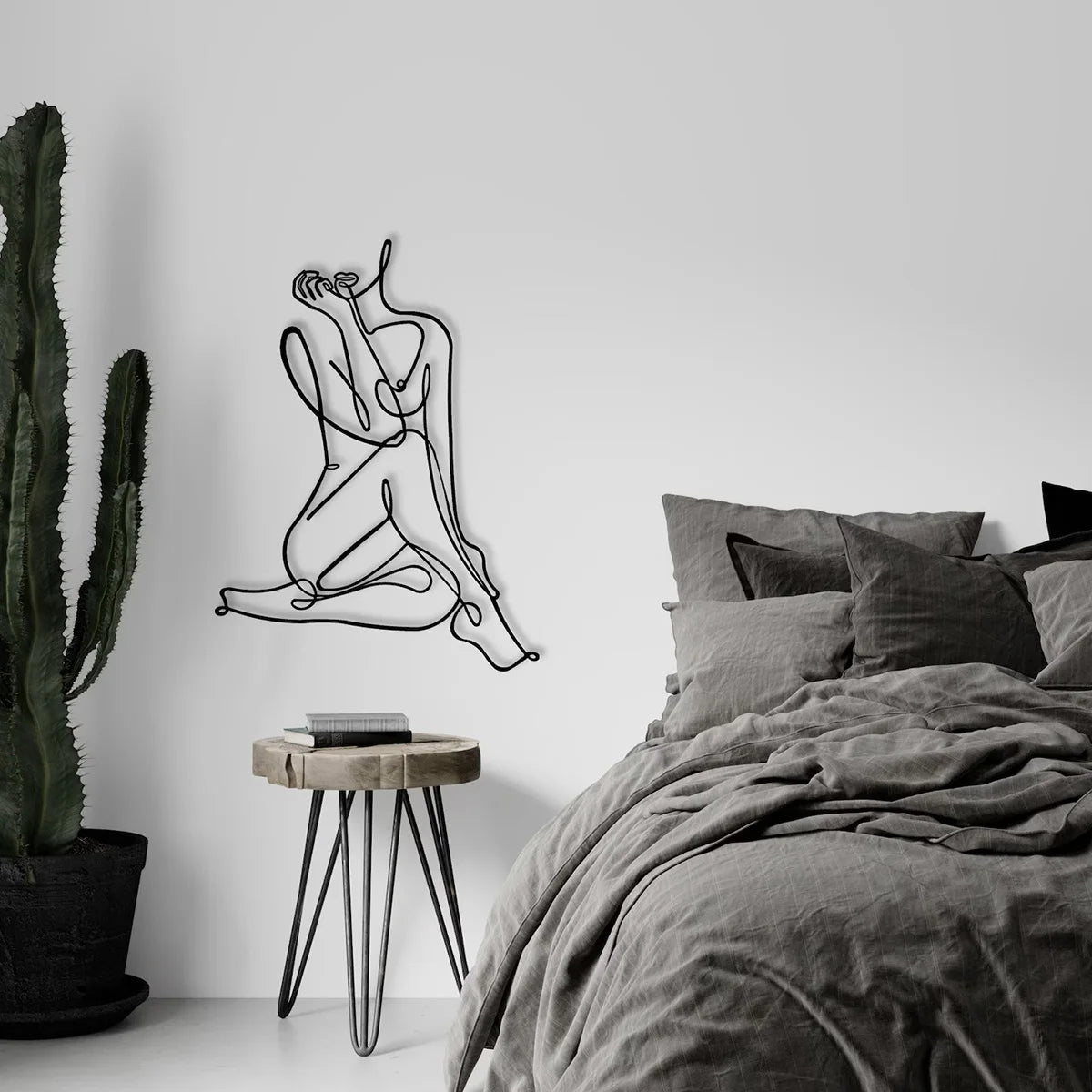 Elegant Lady Line Art Black Metal Wall Art 3d Iron Crafted Wall Mounted Decoration For Bedroom Living Room Boutique Salon Art Decor