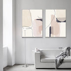 Elegant Minimalist Abstract Wall Art Fine Art Canvas Prints - Organic Shapes and Lines in Beige, Blush, and Black - Perfect for Modern Interiors and Home Decor