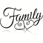 Elegant Typographic Family Sign Black Metal Wall Art 3d Iron Craft Wall Decoration For Living Room Dining Room Creative Nordic Home Decor