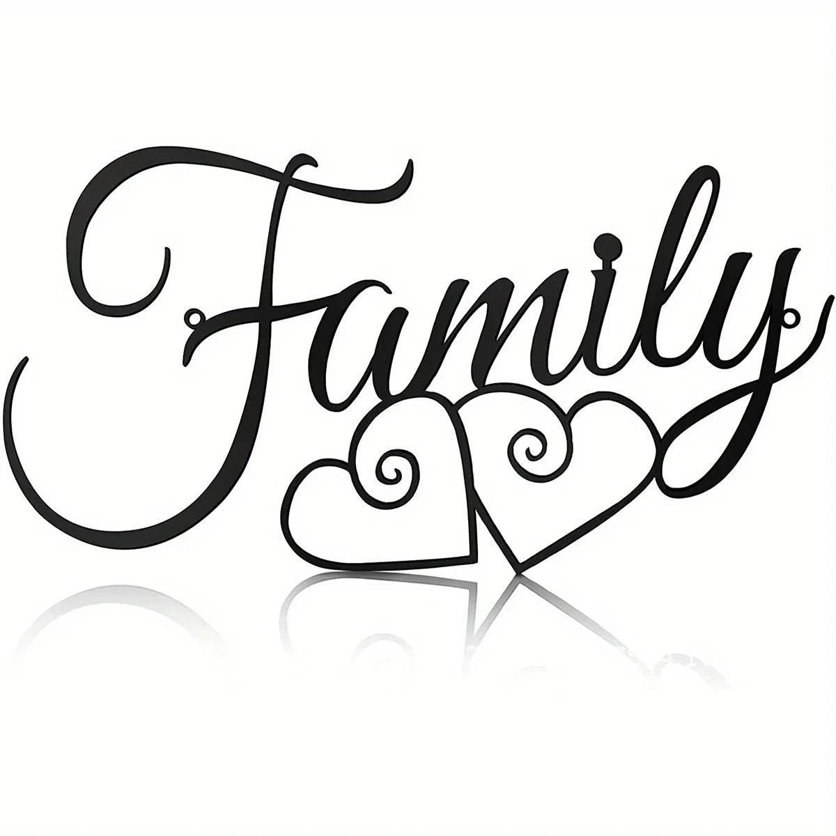 Elegant Typographic Family Sign Black Metal Wall Art 3d Iron Craft Wall Decoration For Living Room Dining Room Creative Nordic Home Decor
