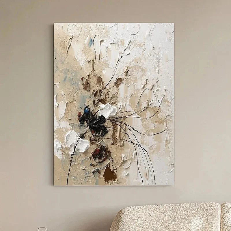 Elegant White Blossoms With Gold Accents Wall Art Fine Art Canvas Prints Modern Abstract Botanical Picture For Living Room Entranceway Wall Decor