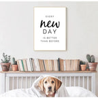 Every New Day Eucalyptus Green Leaves Wall Art Fine Art Canvas Prints Inspirational Quotes Posters Pictures For Living Room Home Office Art Decor