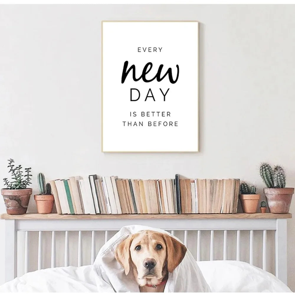 Every New Day Eucalyptus Green Leaves Wall Art Fine Art Canvas Prints Inspirational Quotes Posters Pictures For Living Room Home Office Art Decor