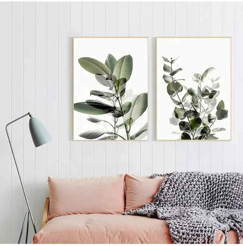 Every New Day Eucalyptus Green Leaves Wall Art Fine Art Canvas Prints Inspirational Quotes Posters Pictures For Living Room Home Office Art Decor