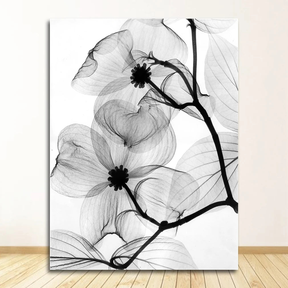 Exotic Floral Minimalist Black White Wall Art Fine Art Canvas Prints Modern Botanical Pictures For Living Dining Room Home Office Decor
