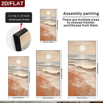 FRAMED Abstract Sunset Seascape Wall Art – Big Sizes Canvas Prints + Slim Bezel Black Metal Frame
