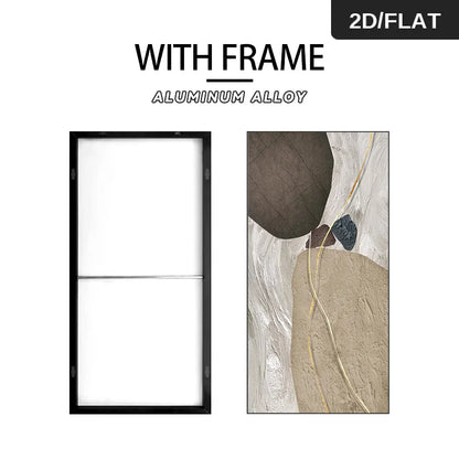 Aluminum alloy frame with an abstract art piece on a white background