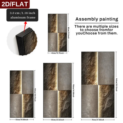 FRAMED Light Luxury Stone Slab Abstract Wall Art – Big Sizes Canvas Prints + Slim Bezel Black Metal Frame