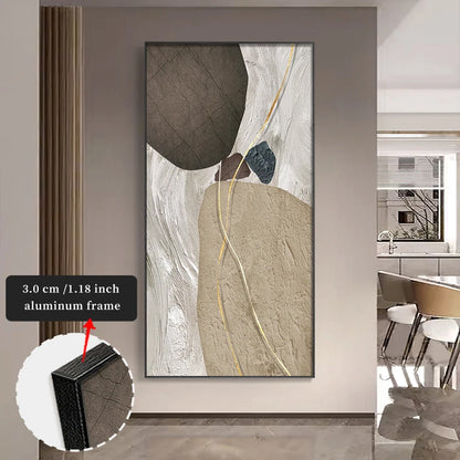 FRAMED Modern Abstract Nordic Zen Stones Wall Art – Big Sizes Canvas Prints + Slim Bezel Black Metal Frame