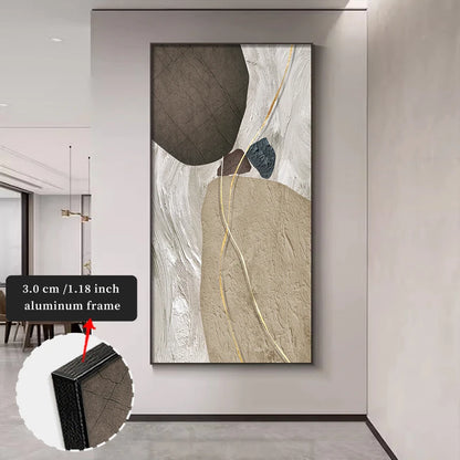 FRAMED Modern Abstract Nordic Zen Stones Wall Art – Big Sizes Canvas Prints + Slim Bezel Black Metal Frame