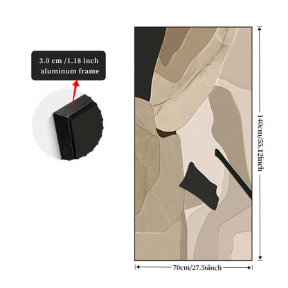 FRAMED Neutral Colors Black Beige Abstract Wall Art - Big Sizes Canvas Prints + Slim Bezel Black Metal Frame