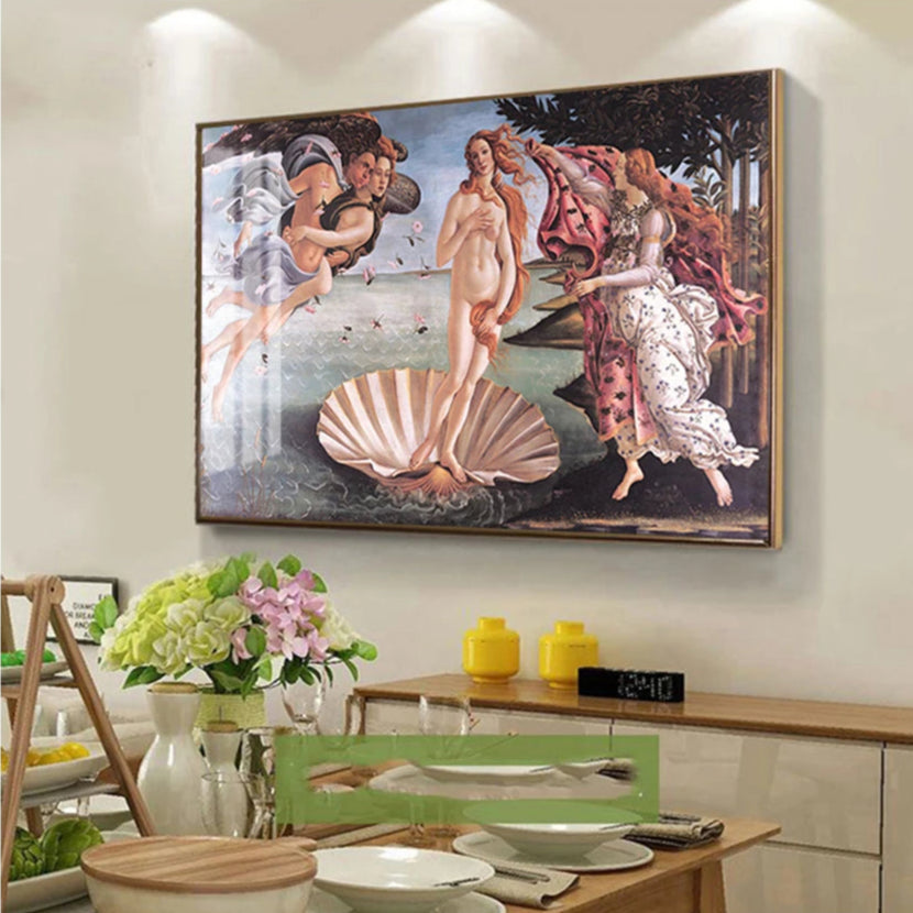 Famous Paintings - Birth Of Venus Botticelli Renaissance Classics Wall Art Fine Art Canvas Prints Pictures For Living Room Contemporary Bedroom Art Decor
